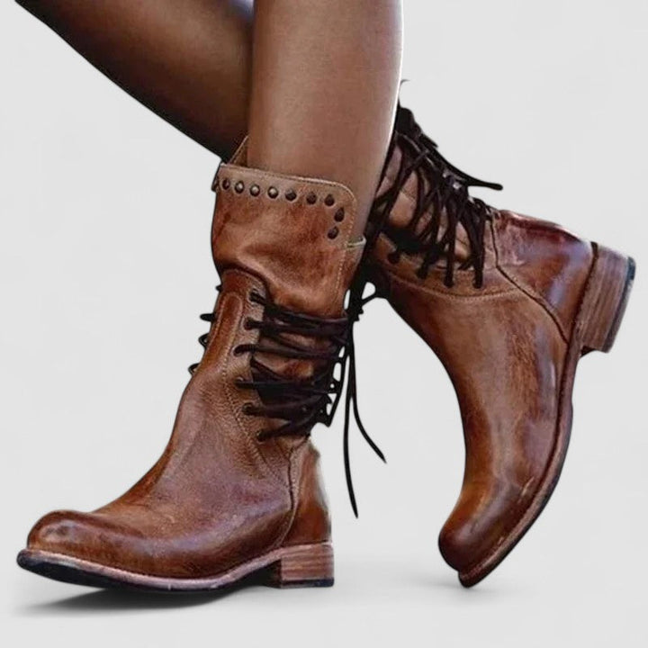 Damen Vintage Knöchelhohe Schnürstiefeletten