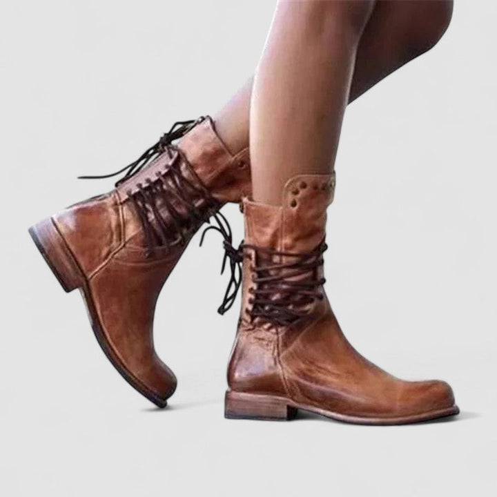 Damen Vintage Knöchelhohe Schnürstiefeletten