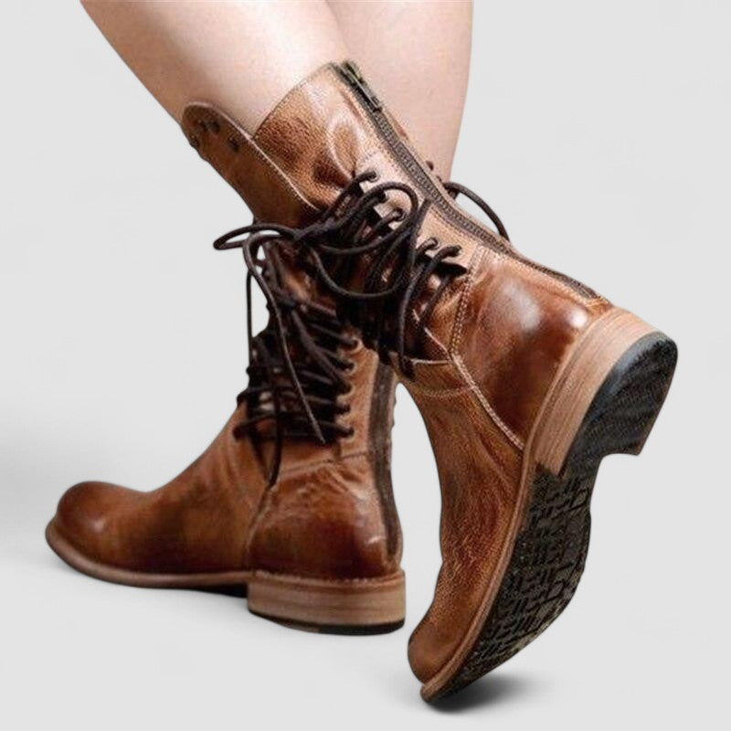Damen Vintage Knöchelhohe Schnürstiefeletten