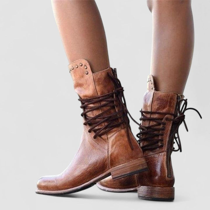 Damen Vintage Knöchelhohe Schnürstiefeletten