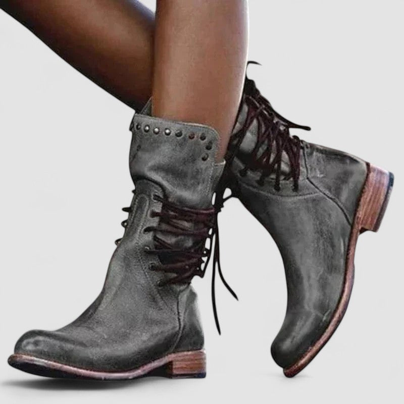 Damen Vintage Knöchelhohe Schnürstiefeletten