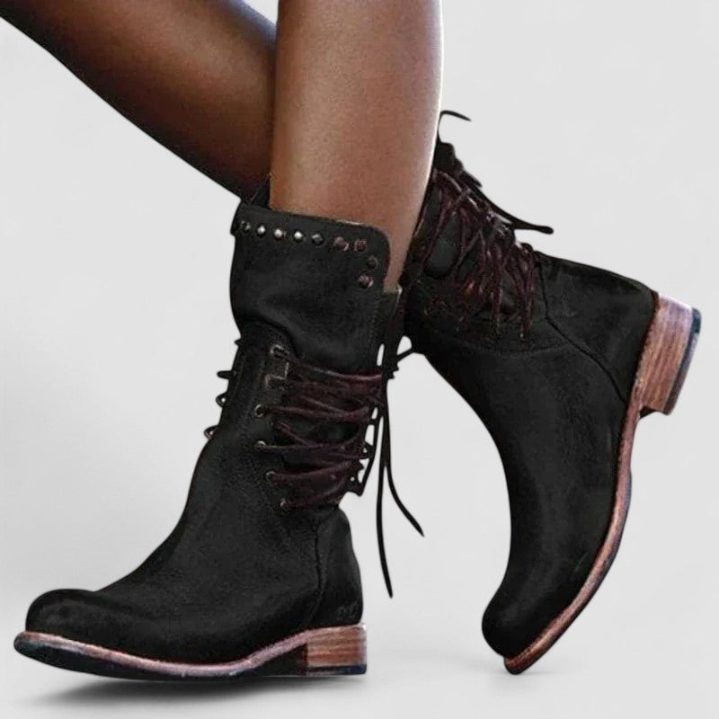 Damen Vintage Knöchelhohe Schnürstiefeletten