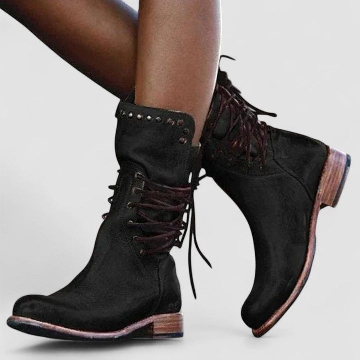 Damen Vintage Knöchelhohe Schnürstiefeletten