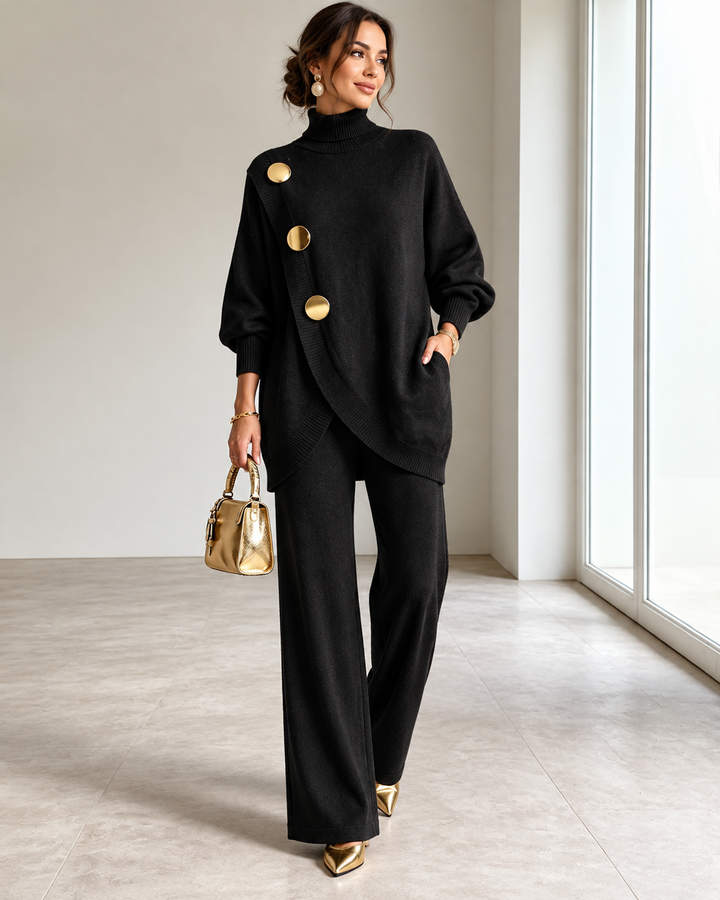 Damen Bequemes Zweiteiliges Set mit Rollkragenpullover