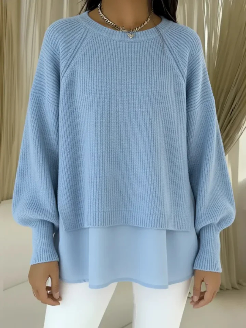 Damen Oversize Lagenlook Langarm Pullover