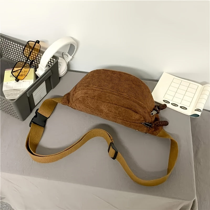 Gerippte Schultertasche – Salbeigrün