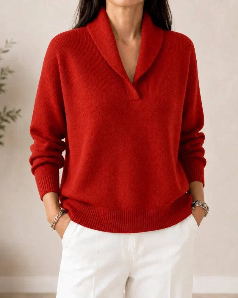 Damen Weicher V-Ausschnitt Pullover
