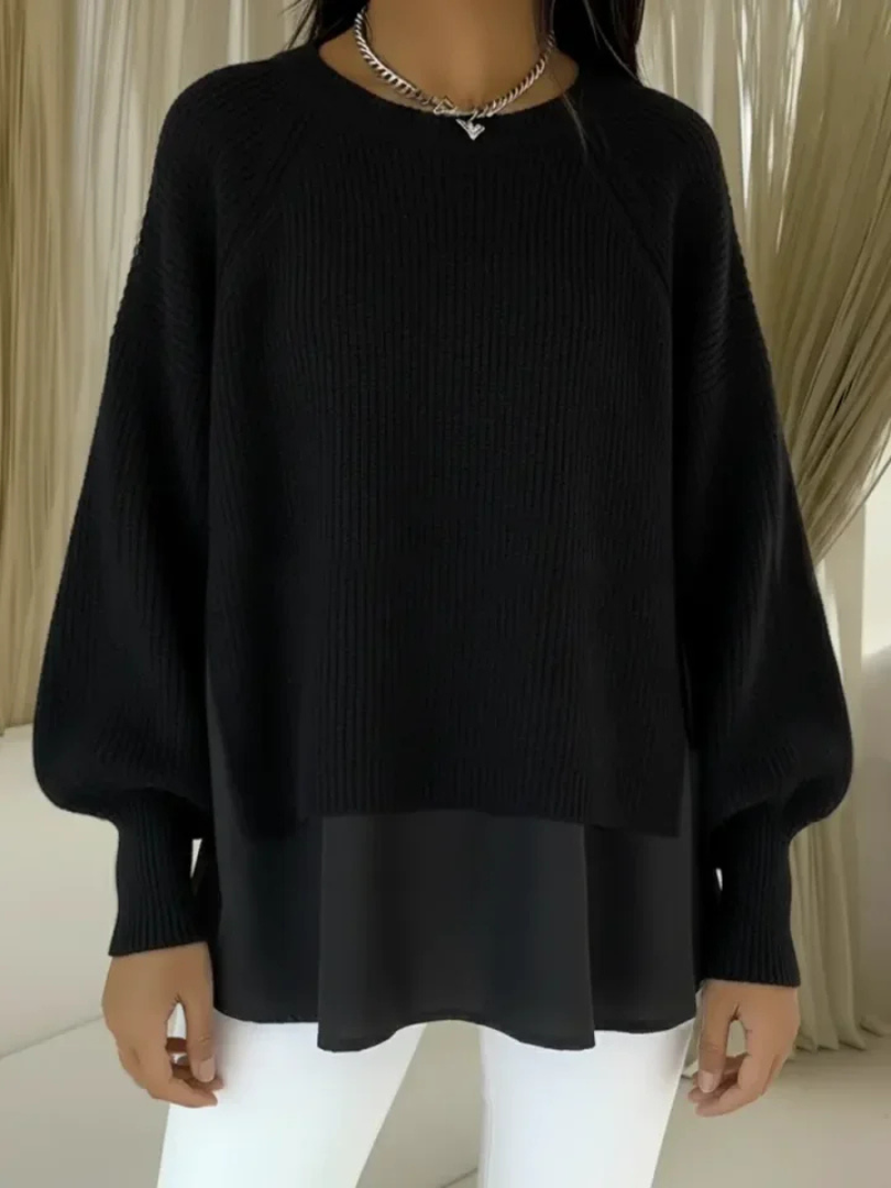 Damen Oversize Lagenlook Langarm Pullover