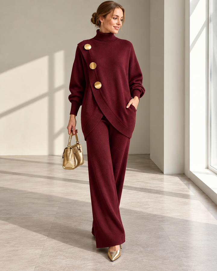 Damen Bequemes Zweiteiliges Set mit Rollkragenpullover