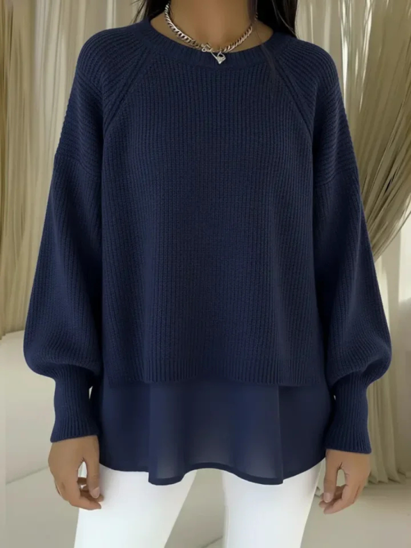Damen Oversize Lagenlook Langarm Pullover