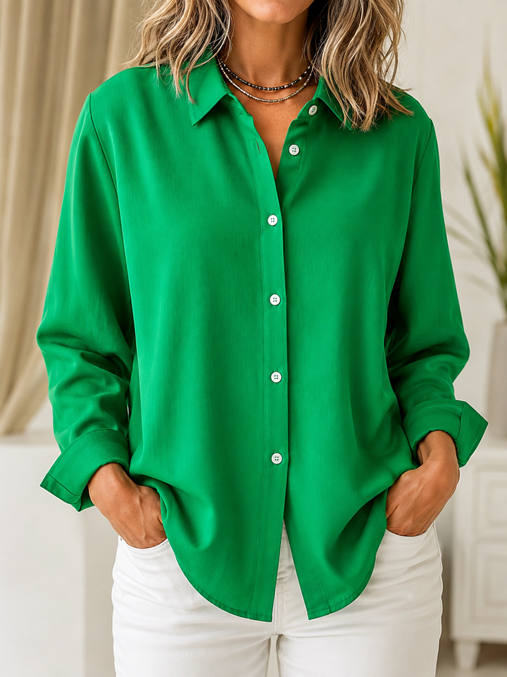 Damen Klassische Hemdbluse mit Kontrastknöpfen