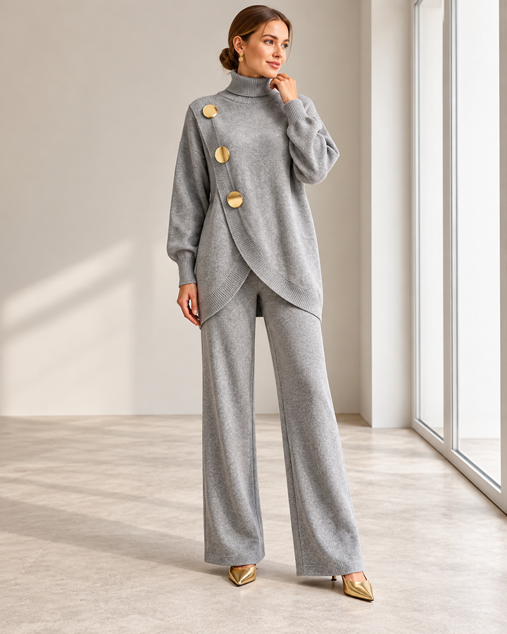 Damen Bequemes Zweiteiliges Set mit Rollkragenpullover