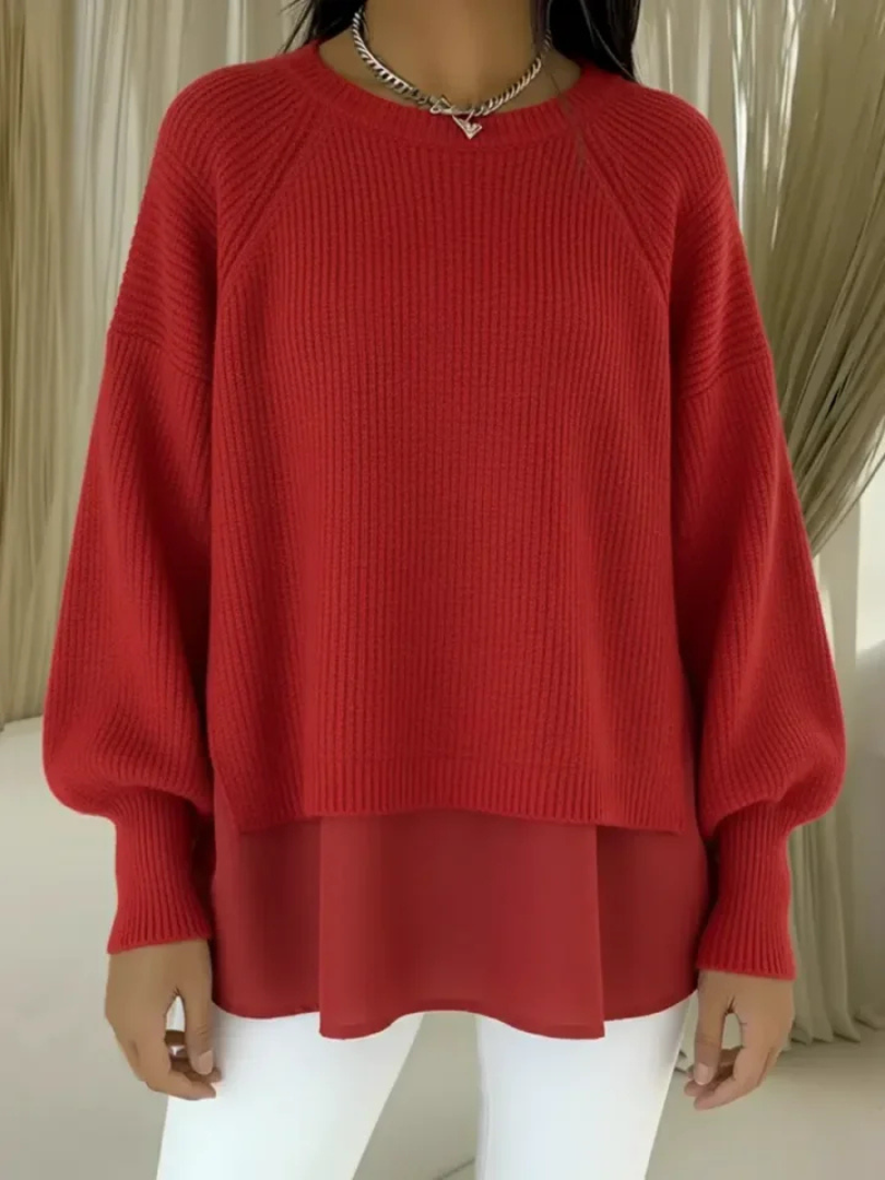 Damen Oversize Lagenlook Langarm Pullover