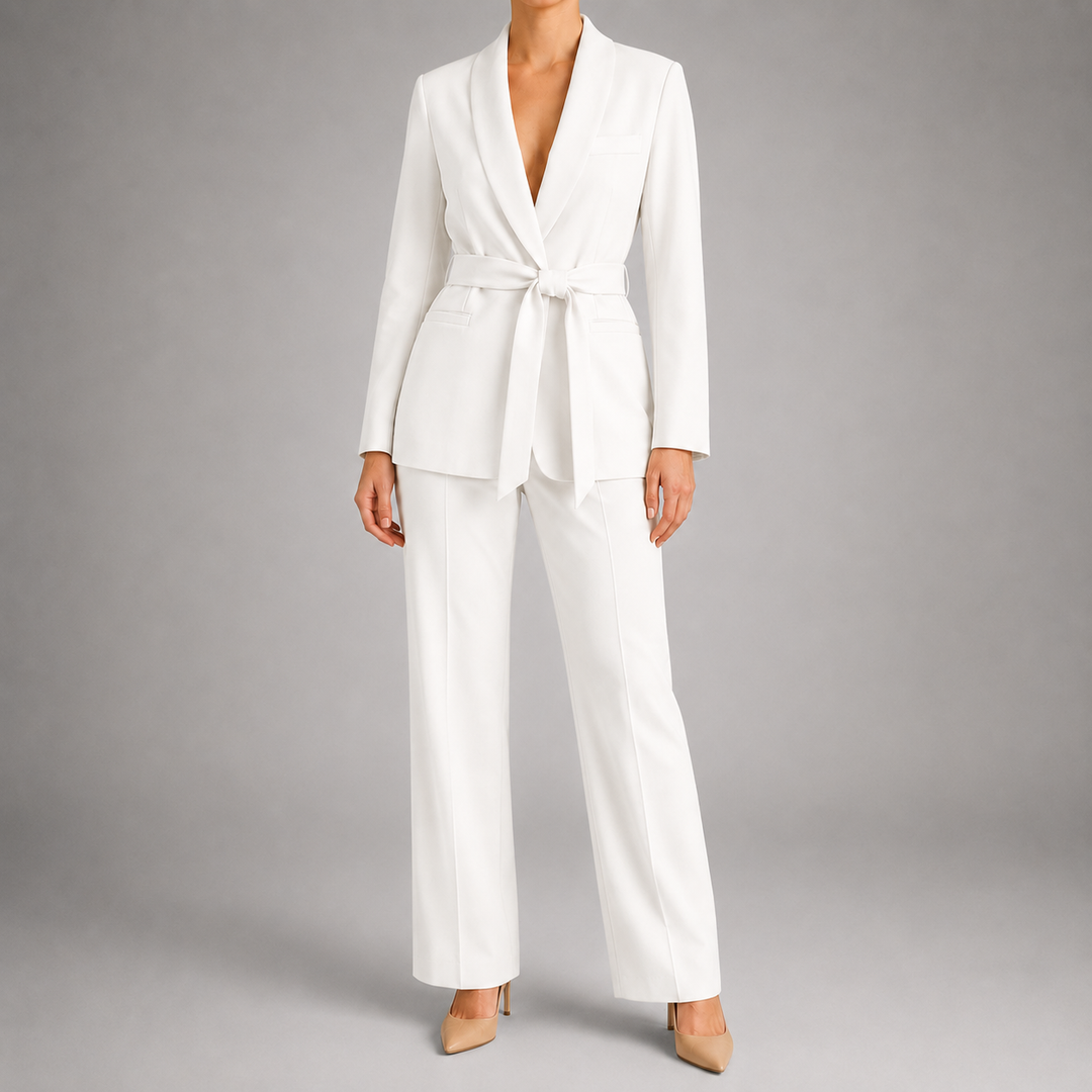 Damen Elegantes Zweiteiliges Set Mit Taillengürtel