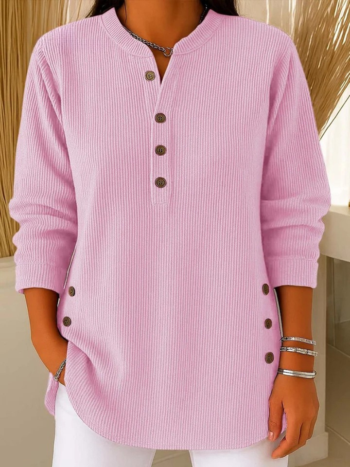 Damen Henley-Ausschnitt Mit Knopfleiste Tunika