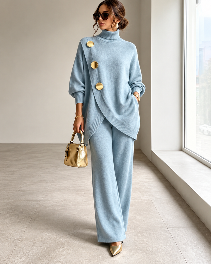 Damen Bequemes Zweiteiliges Set mit Rollkragenpullover