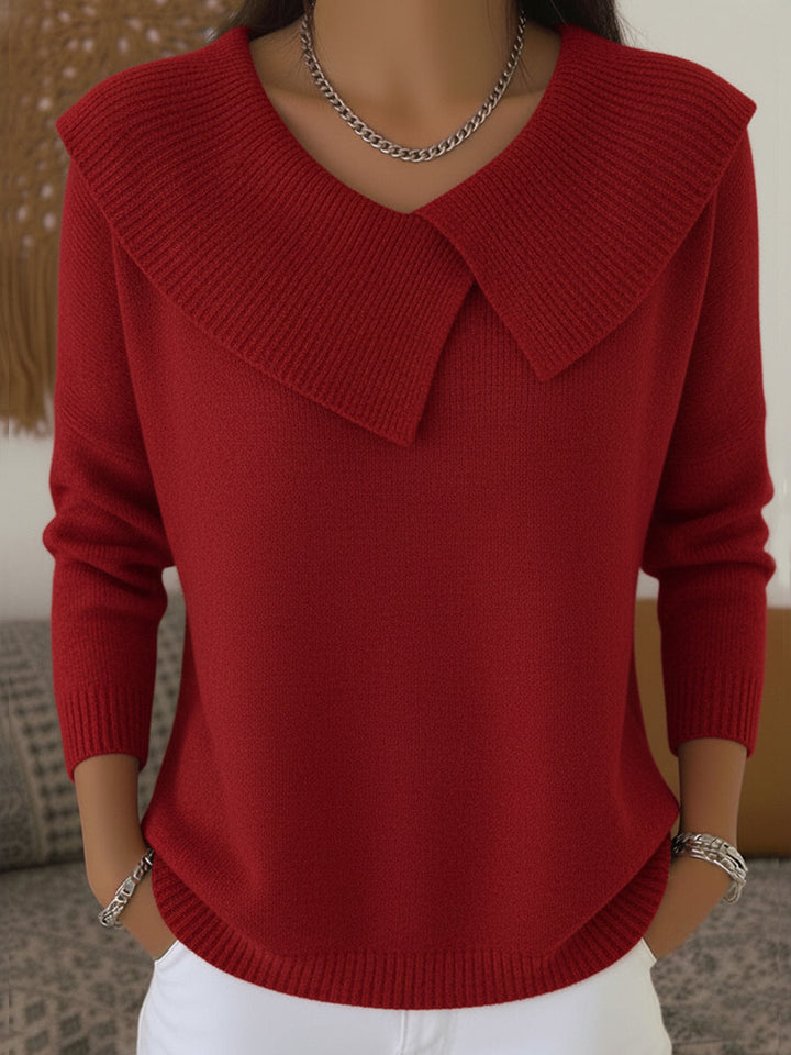 Damen Warmer Pullover Mit Weichem Kragen
