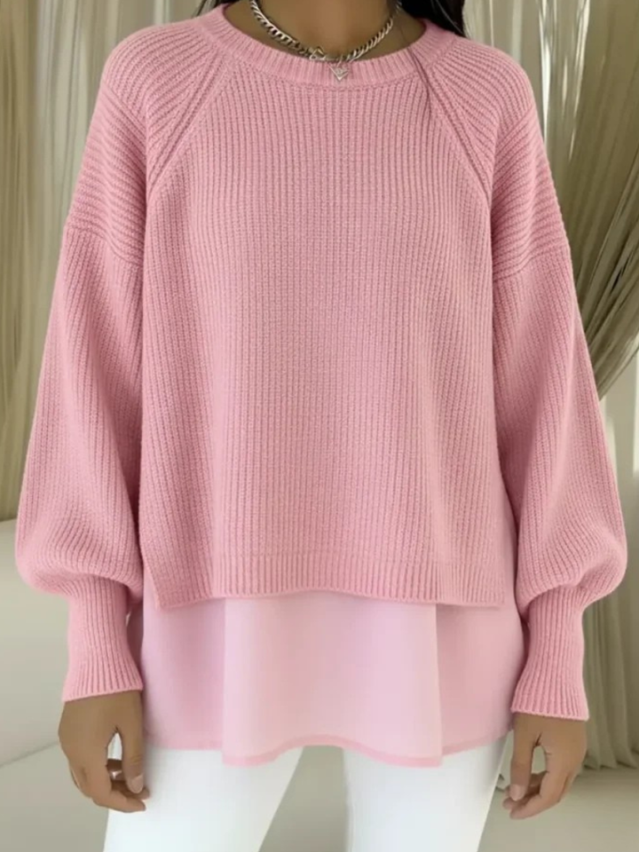 Damen Oversize Lagenlook Langarm Pullover