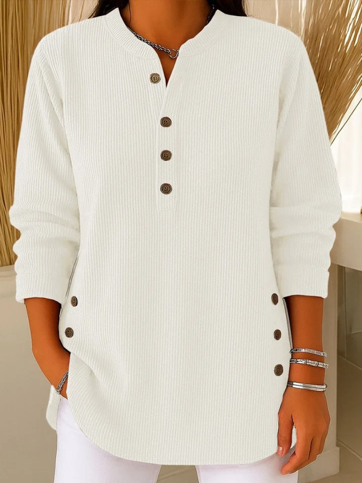 Damen Henley-Ausschnitt Mit Knopfleiste Tunika