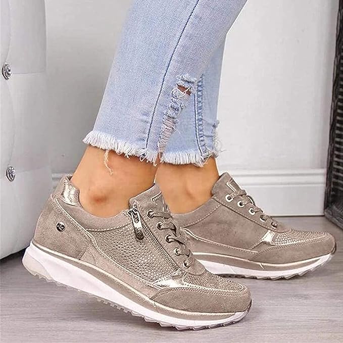 Damen Bequeme Freizeitschuhe mit Reißverschluss
