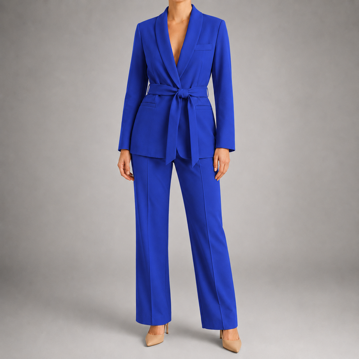 Damen Elegantes Zweiteiliges Set Mit Taillengürtel