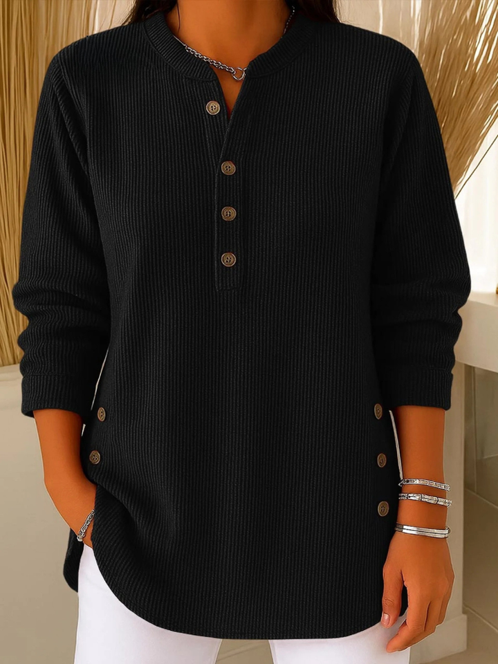 Damen Henley-Ausschnitt Mit Knopfleiste Tunika