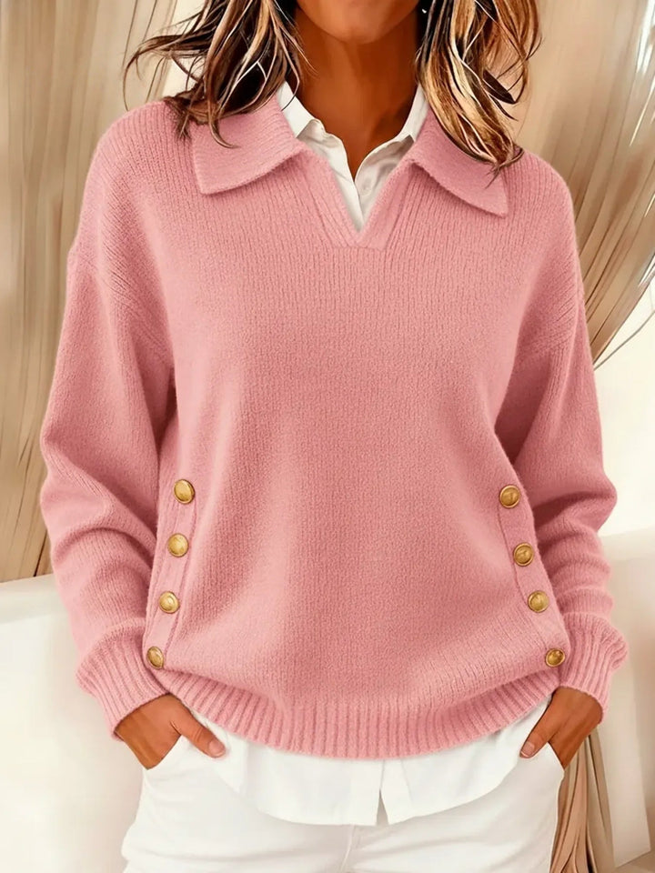 Damen V-Ausschnitt Pullover Mit Kragen