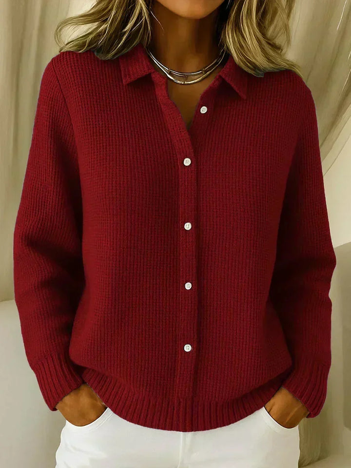 Damen Texturierte Strickjacke Mit Knöpfen