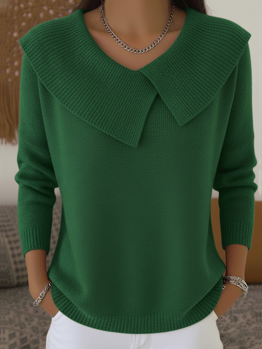Damen Warmer Pullover Mit Weichem Kragen