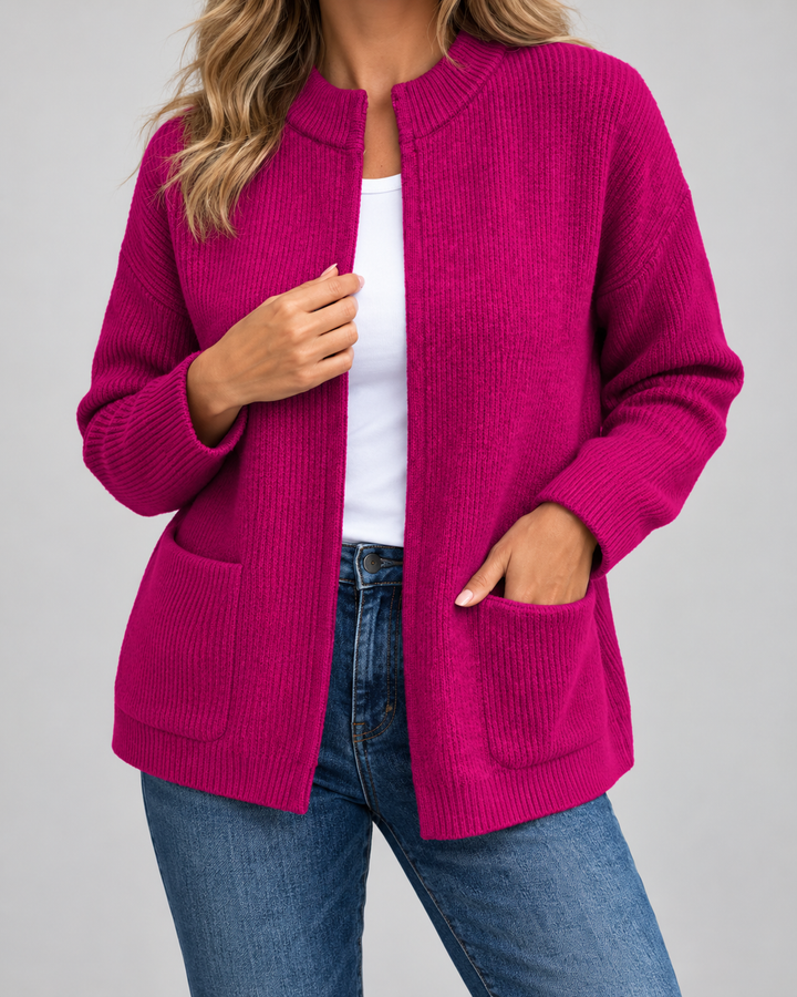 Damen Elegante Strickweste mit Taschen