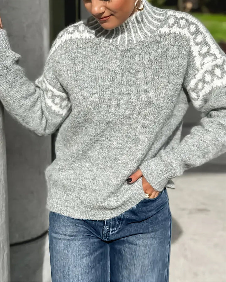 Damen Lockerer Strickpullover mit Stehkragen