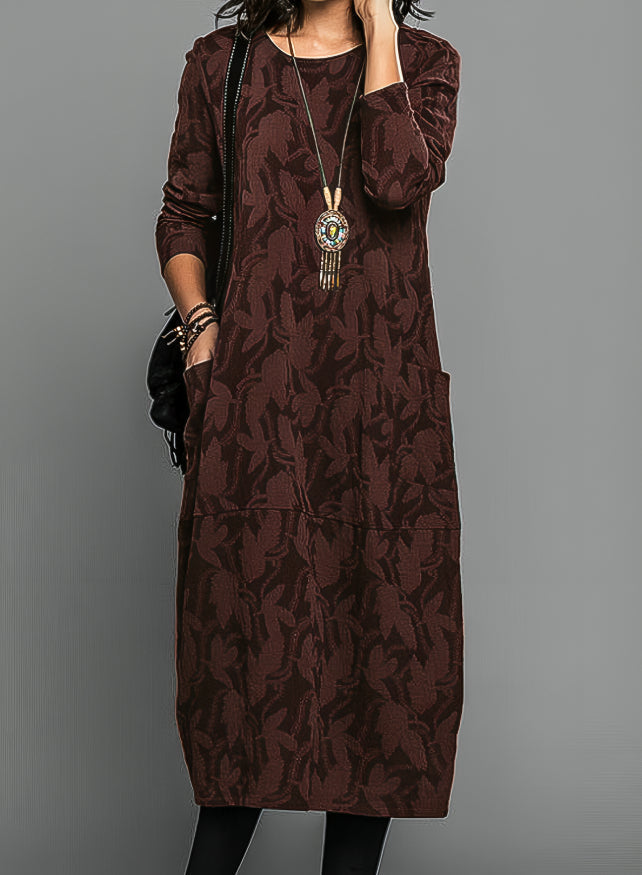 Damen Elegantes Langarm Winterkleid