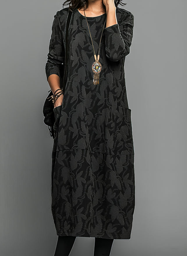 Damen Elegantes Langarm Winterkleid
