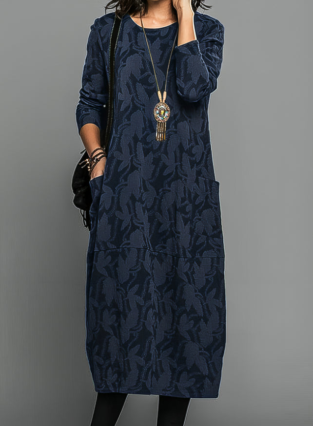 Damen Elegantes Langarm Winterkleid