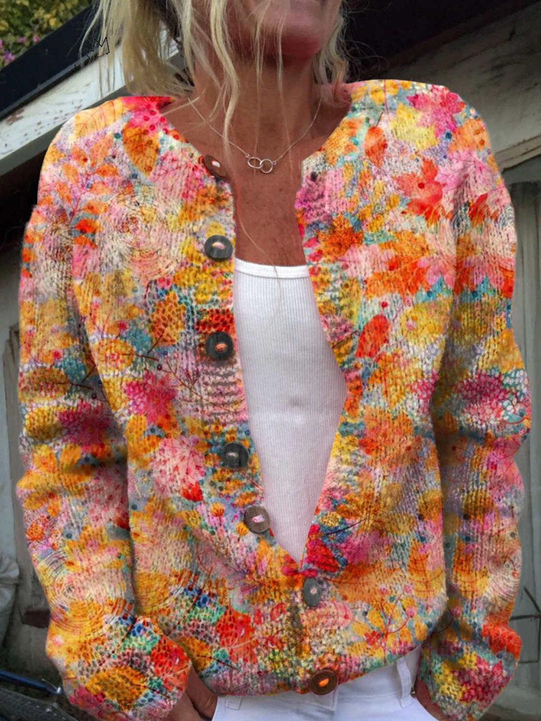 Damen Geblümte Strickjacke