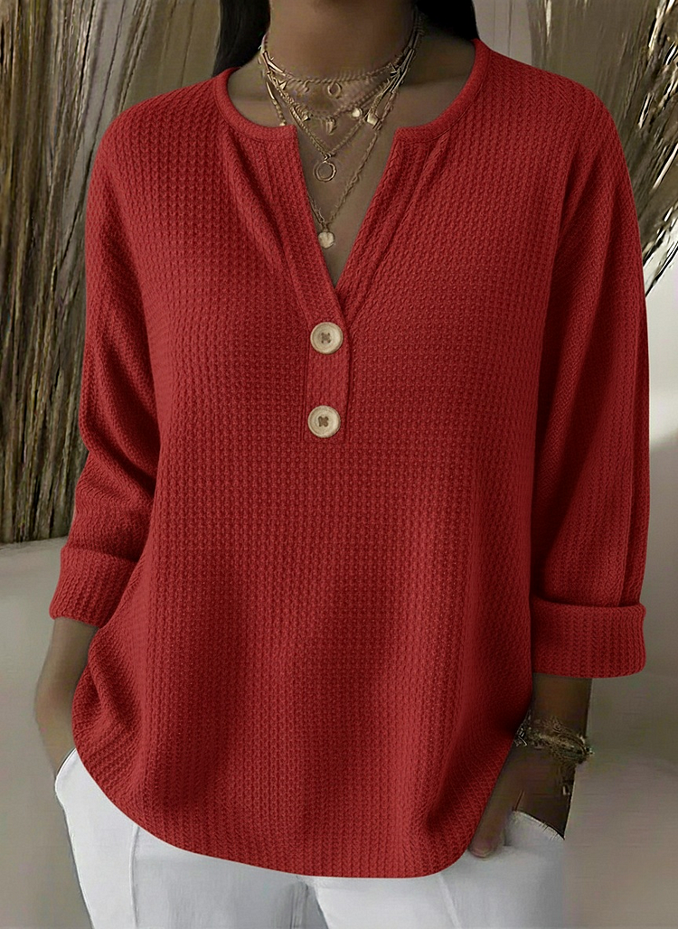 Damen Henley Mit Knopfleiste Shirt