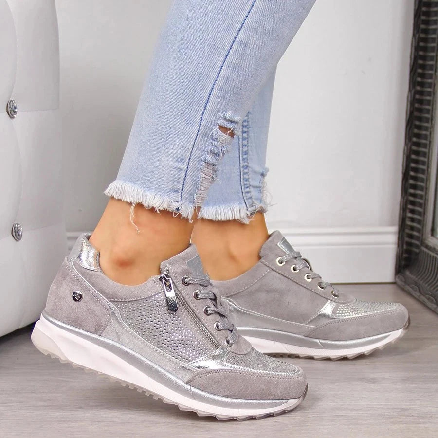 Damen Bequeme Freizeitschuhe mit Reißverschluss