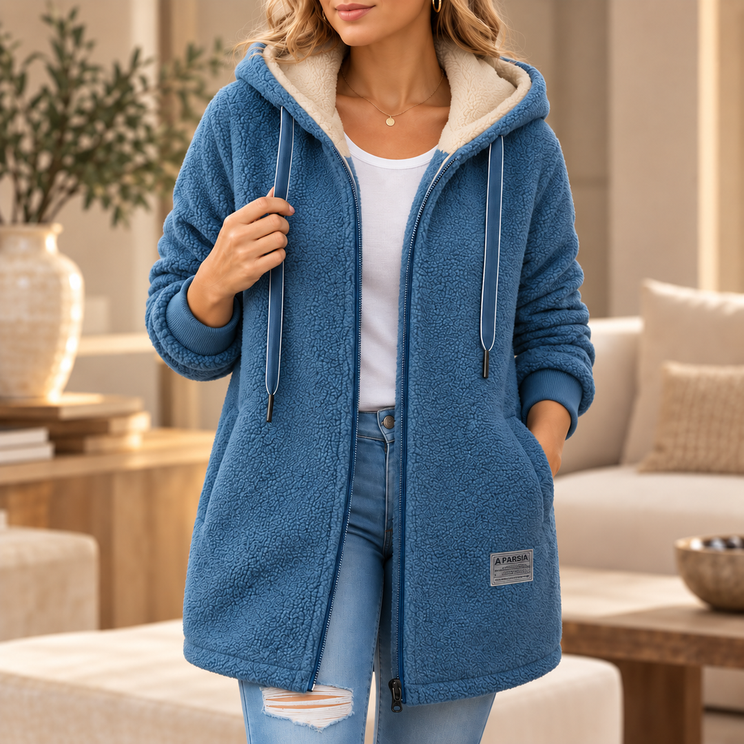 Damen Kuschelige Gefütterte Kapuzenjacke