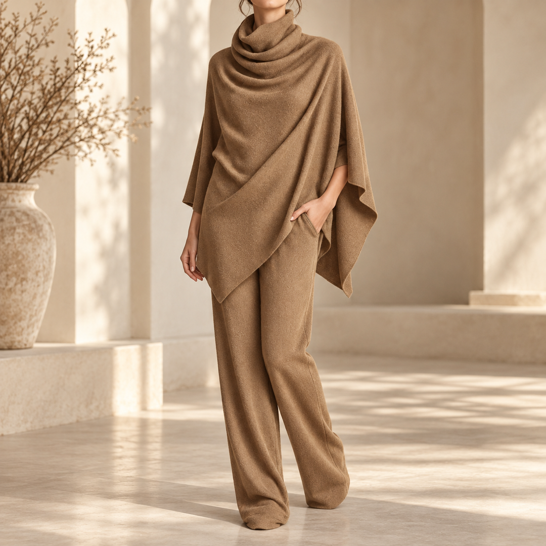 Rollkragen Oberteil Mit Weiter Hose Zweiteiliges Set