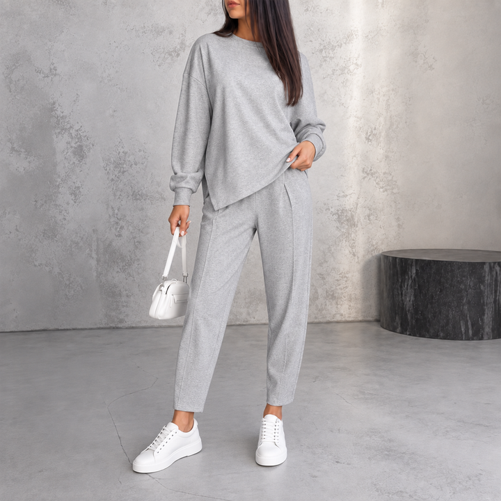 Damen Oversize Langarm Sweatshirt Und Hosen-Set