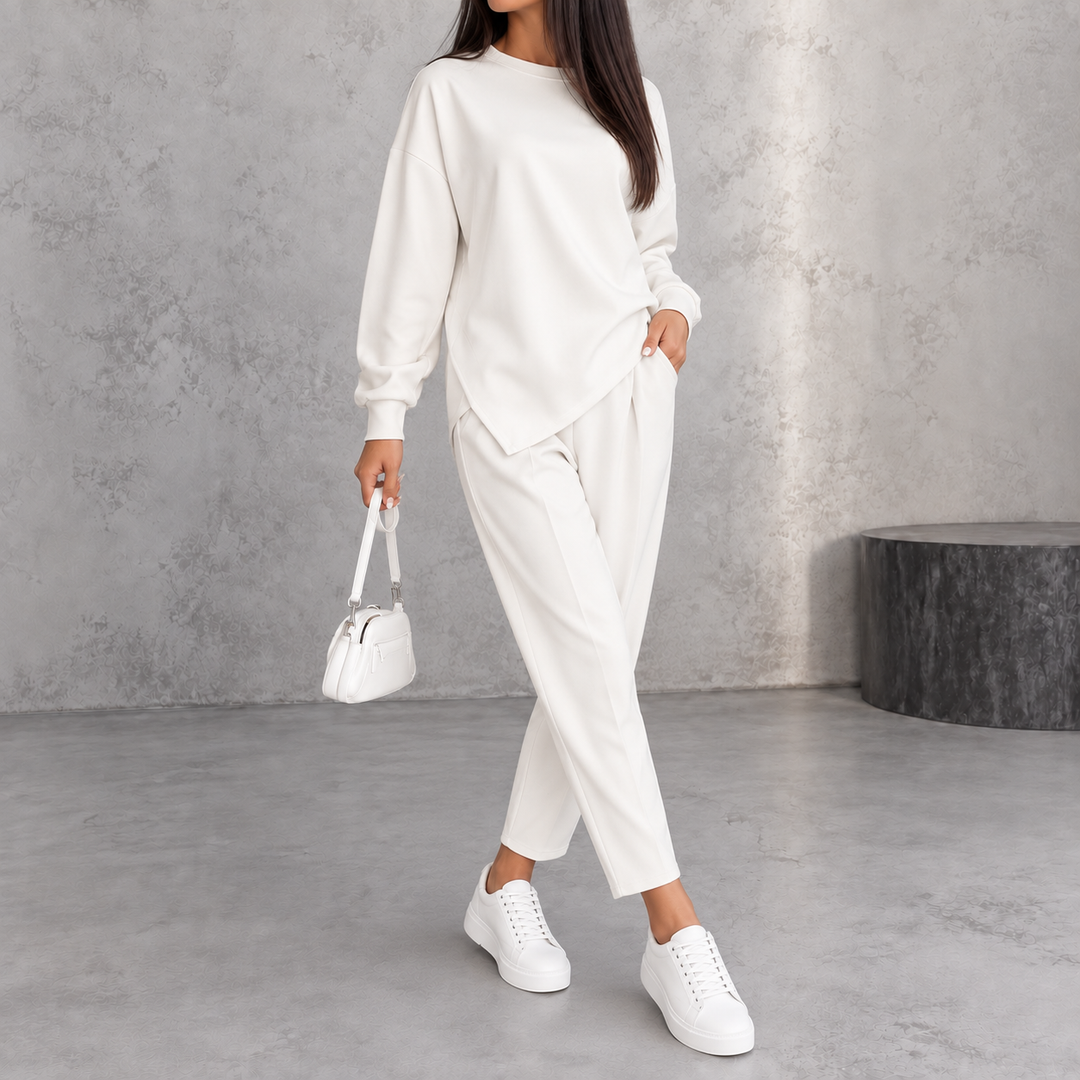 Damen Oversize Langarm Sweatshirt Und Hosen-Set
