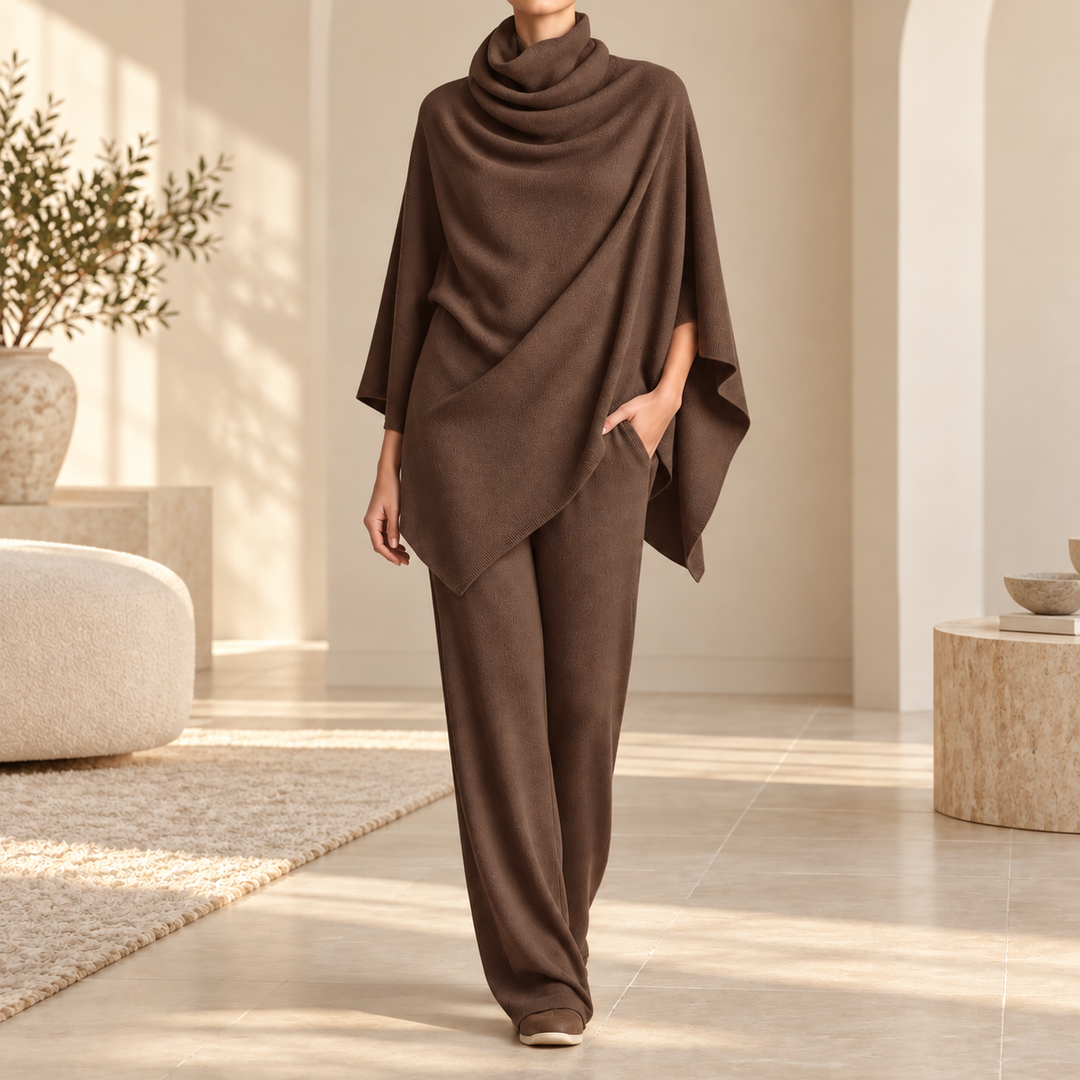 Rollkragen Oberteil Mit Weiter Hose Zweiteiliges Set