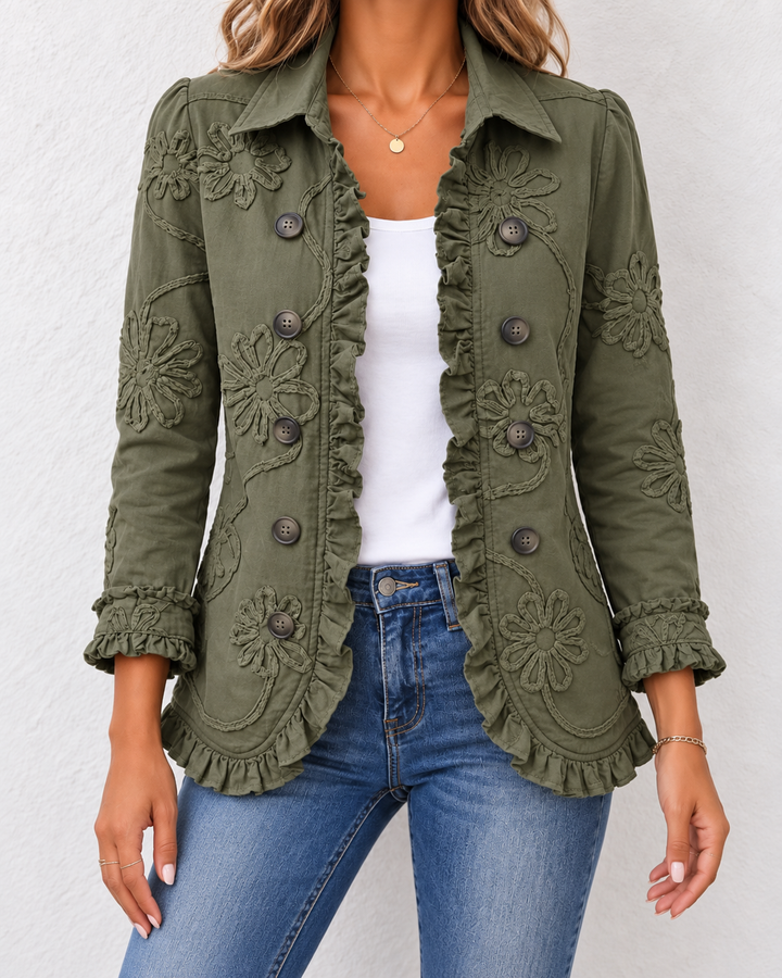 Damen Boho Utility Jacke Mit Blumenstickerei