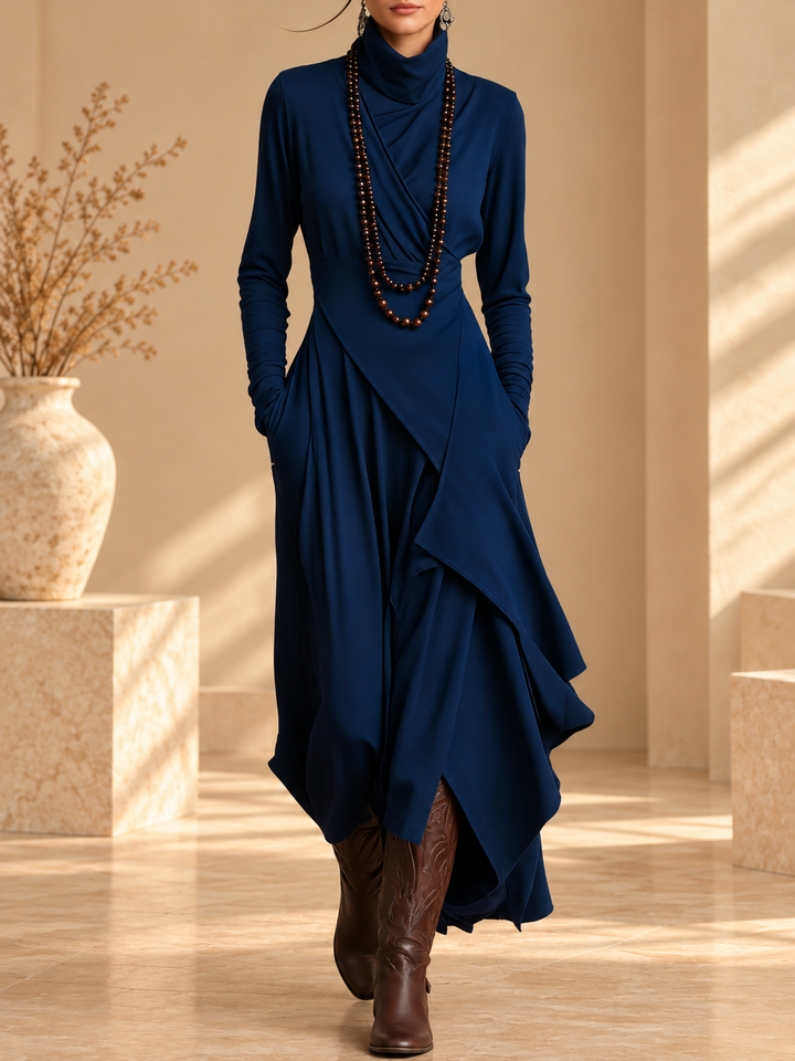 Damen Elegantes Maxikleid mit Rollkragen