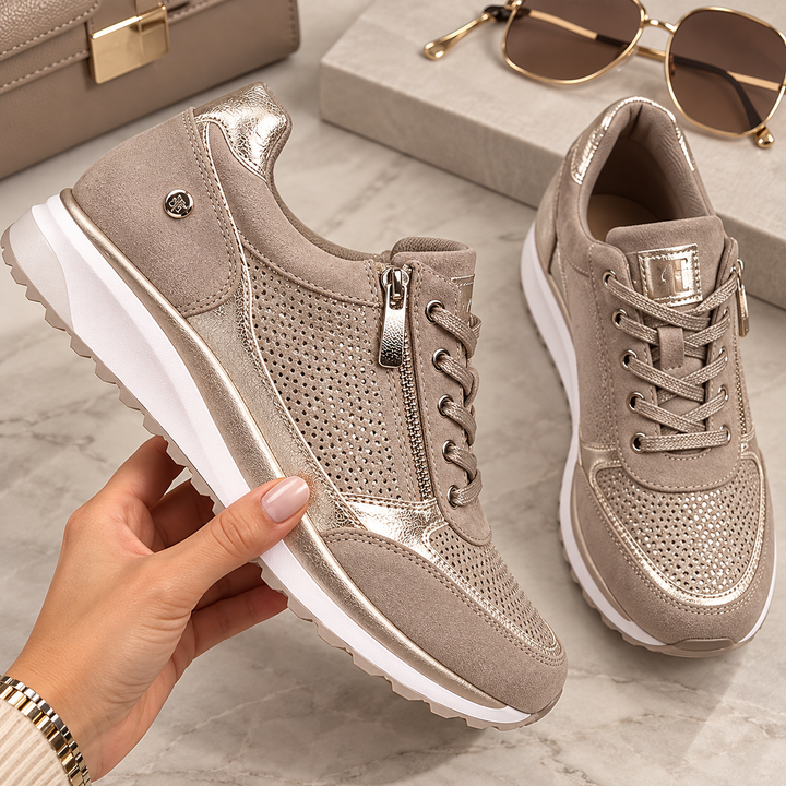Damen Bequeme Freizeitschuhe mit Reißverschluss