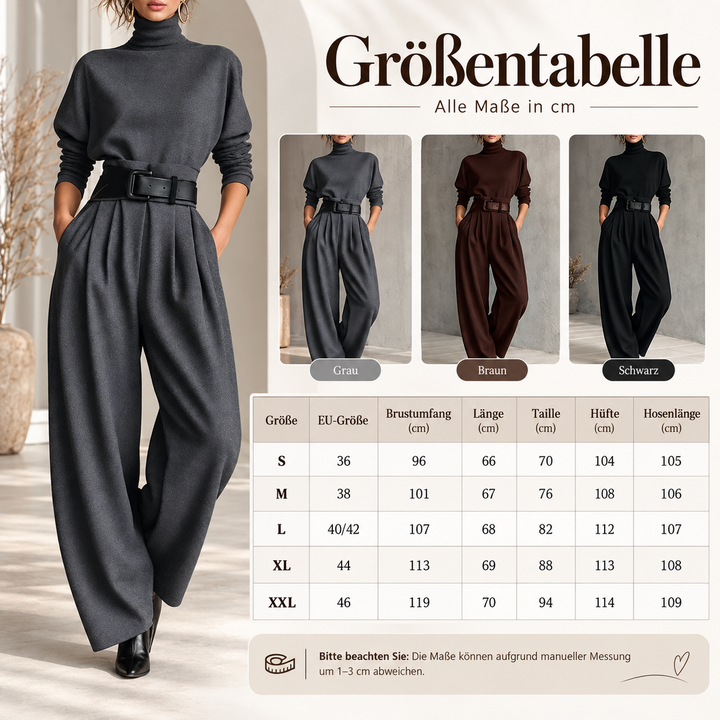 Eleganter Zweiteiler mit Rollkragen und Hose mit hohem Bund