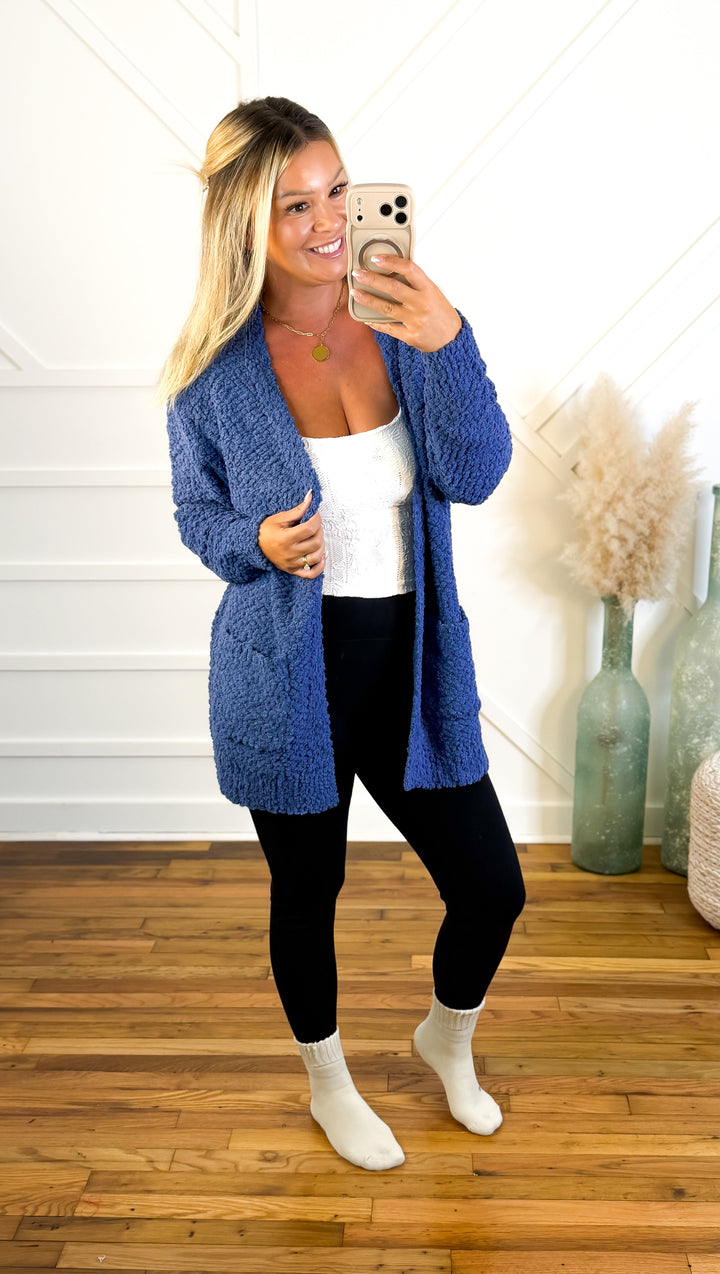 Damen Kuschelige Popcornstrick Strickjacke