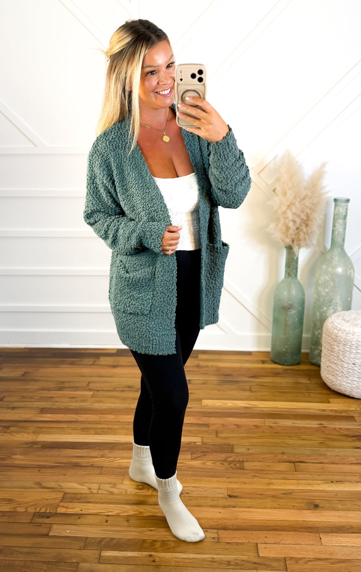 Damen Kuschelige Popcornstrick Strickjacke
