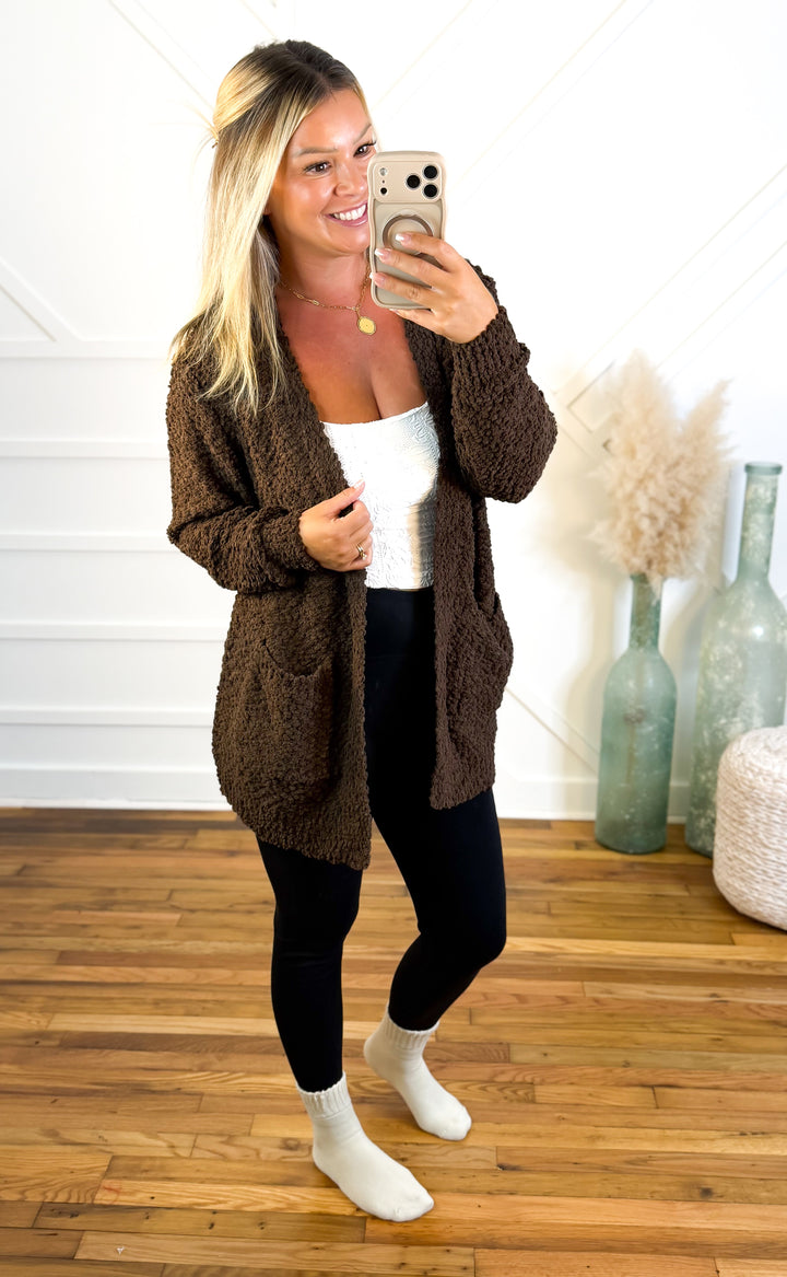 Damen Kuschelige Popcornstrick Strickjacke