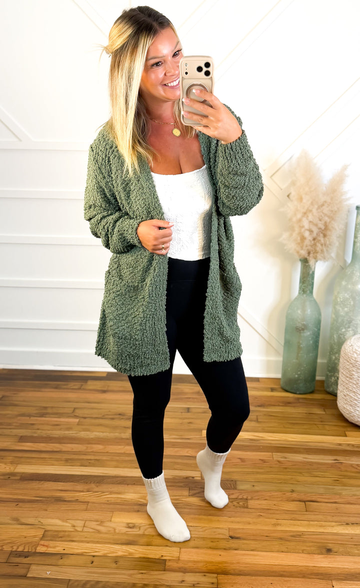Damen Kuschelige Popcornstrick Strickjacke